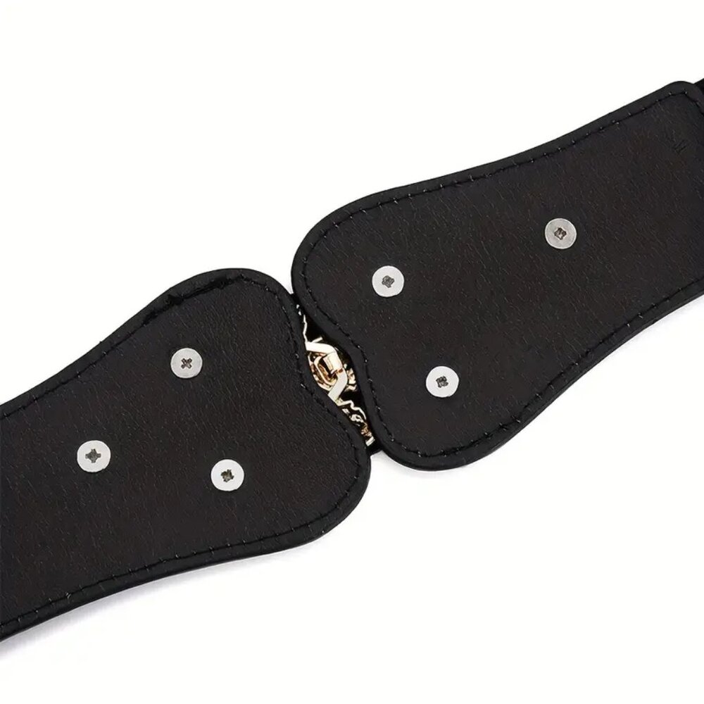 NWT Navy Stretch Belt with Gold Leaf Buckle - Picture 2 of 6